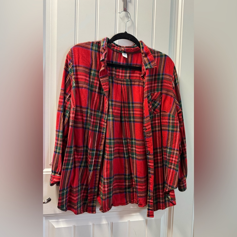 Old Navy Vibrant Red Plaid Shirt